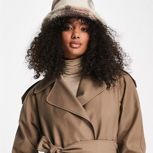 Topshop Long Trench in Mocha